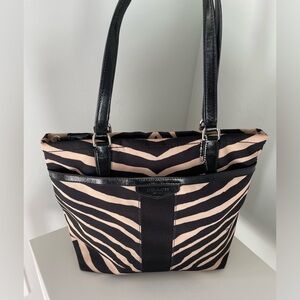 Coach Zebra Print Tote Bag - Black and Tan
